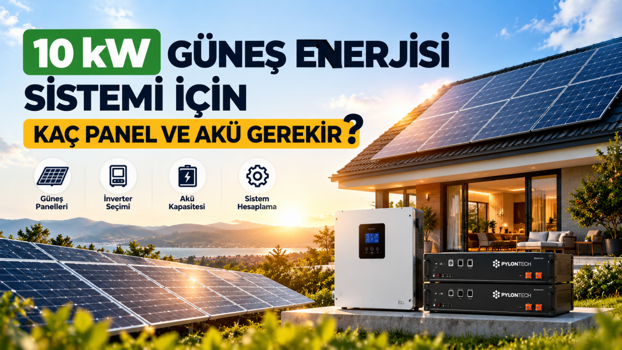 10 kW Güneş Enerjisi Sistemi İçin Kaç Panel ve Akü Gerekir?