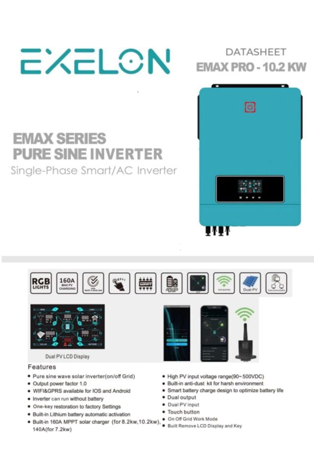 Exelon 10.2KW 48V Akıllı İnverter MPPT (450VDC)
