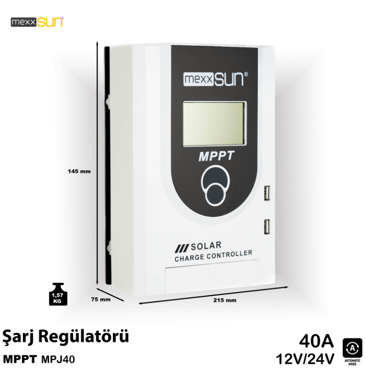 Mexxsun 12/24V 40A Mppt Solar Şarj Regülatörü