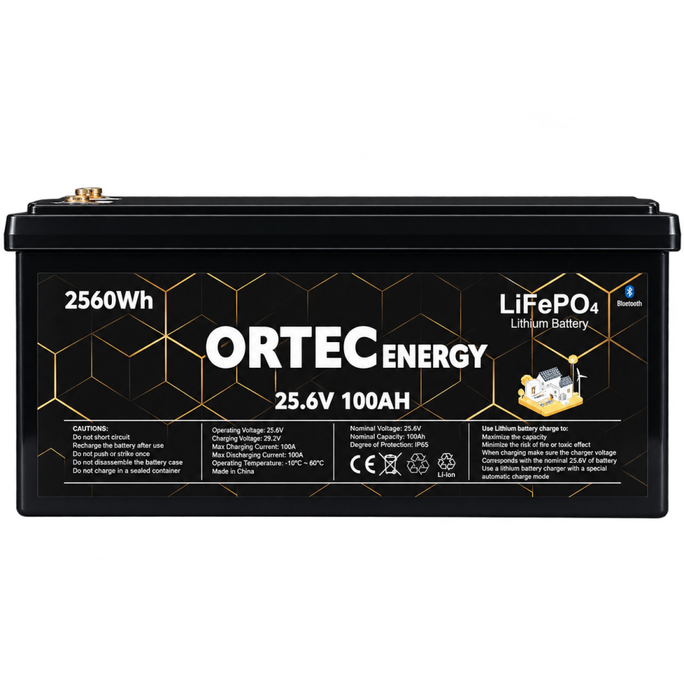 OR-TEC 25.6V 100Ah LiFePO4 Lityum Akü | 2.56 kWh  Dahili BMS